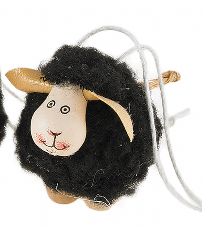 F95 - Black / White Wooly Sheep Ornament