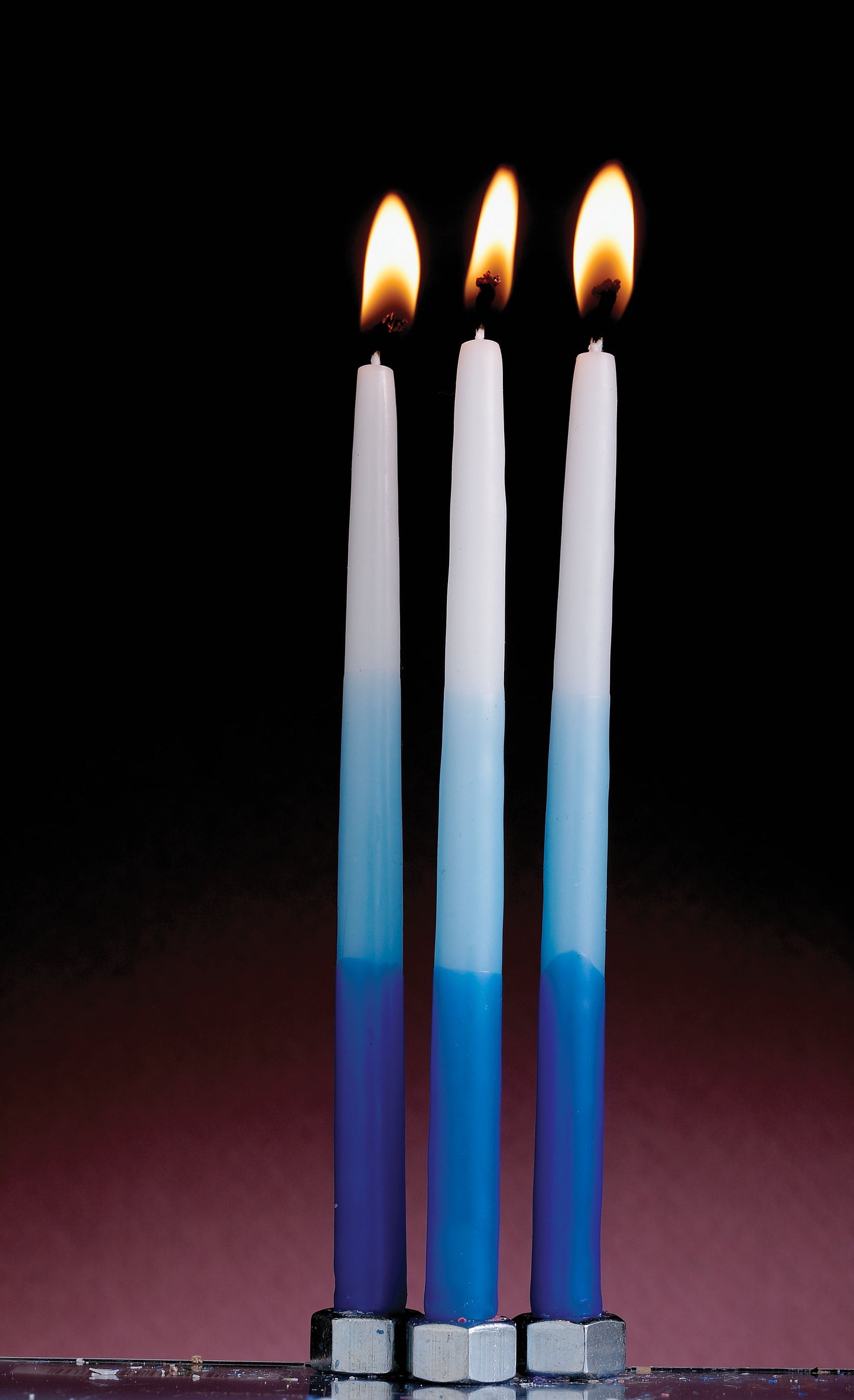 Premium Chanukah Candle Blue White Trim-Colour Candles