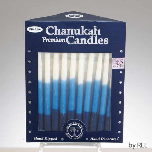 Premium Chanukah Candle Blue White Trim-Colour Candles