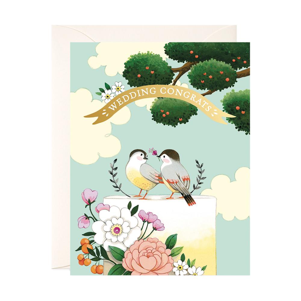 Birds On Wedding Cake Card