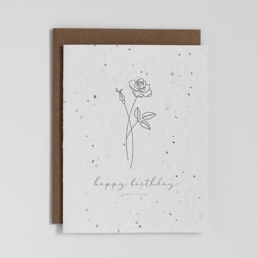 June Birth Flower Rose Plantable Greeting Card