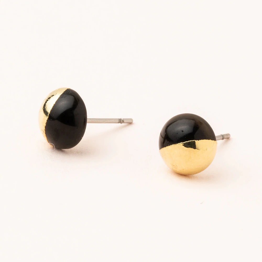 Dipped Stone Stud - Black Gold