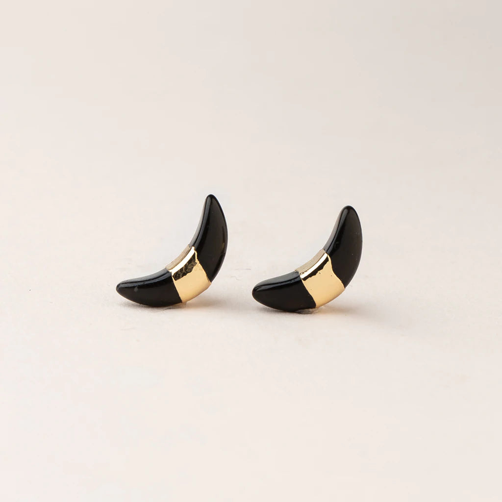 Crescent Moon - Black Spinel/Gold