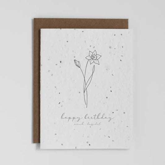 March Birth Flower Daffodil Plantable Greeting Card