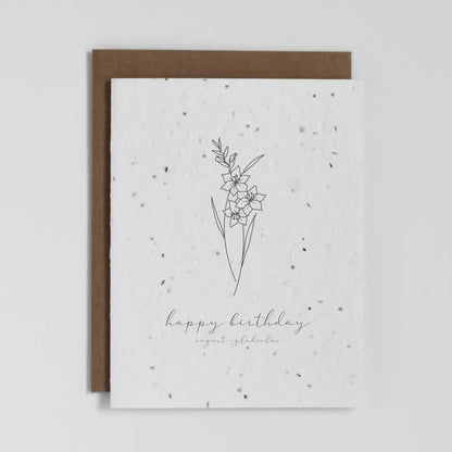 August Birth Flower Gladiolus Plantable Greeting Card