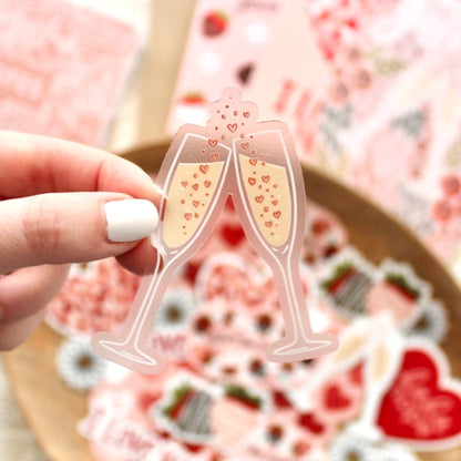 S58 Clear Champagne Glasses Sticker