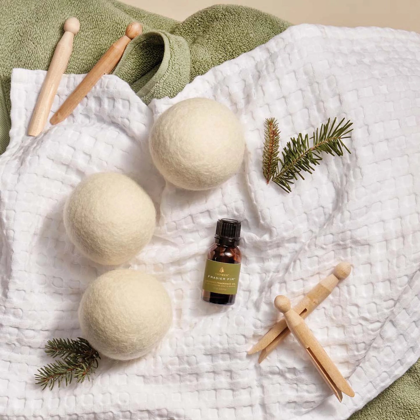 Frasier Fir Wool Dryer Balls & Laundry Fragrance Oil Set