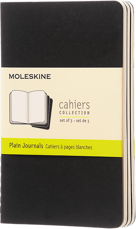 Cahier Pocket Black Set Of 3 Plain Journals