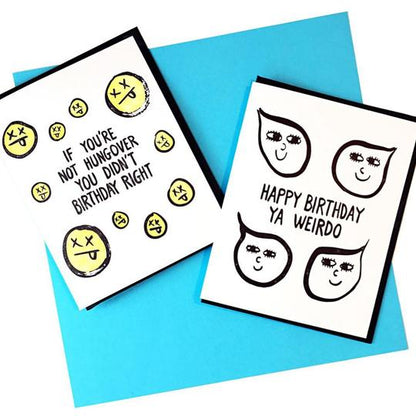 Letterpress Happy B-day Weirdo Card