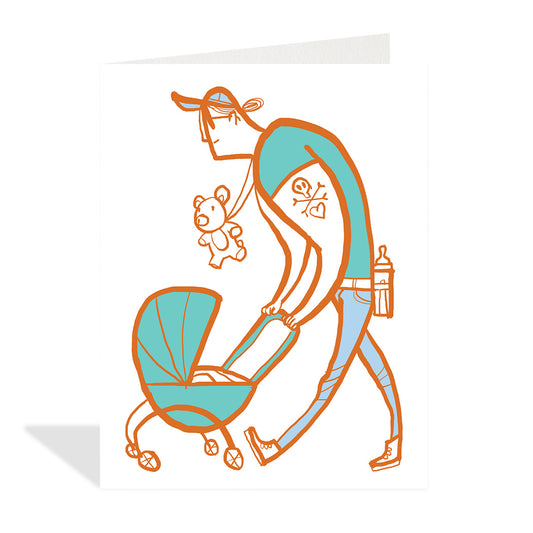 Dad With Stroller Card