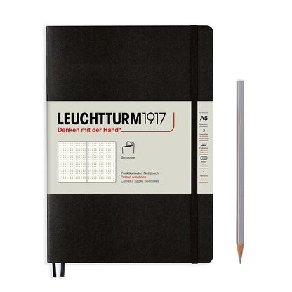 Black Medium A5 Softcover Notebook