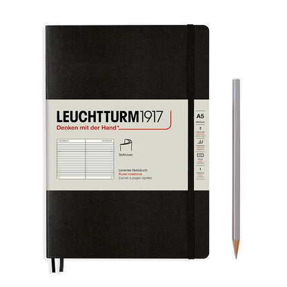 Black Medium A5 Softcover Notebook