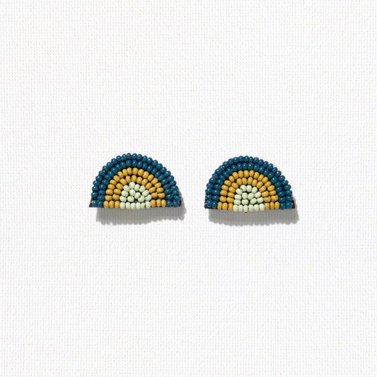 Peacock Citron Seed Bead Rainbow Post Earrings