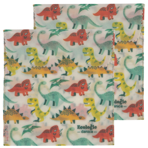 Beeswax Wrap Dandy Dino Set of 2 Sandwich Bags