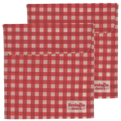 Beeswax Wrap Gingham Dot Set of 2 Sandwich Bags