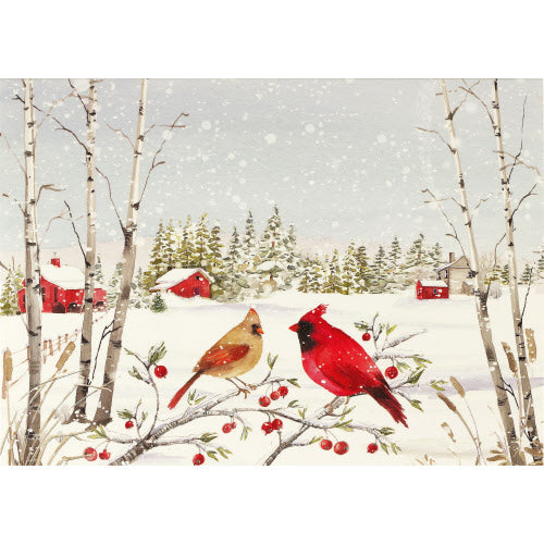 Cardinals In Winter Holiday Deluxe Boxed Cards