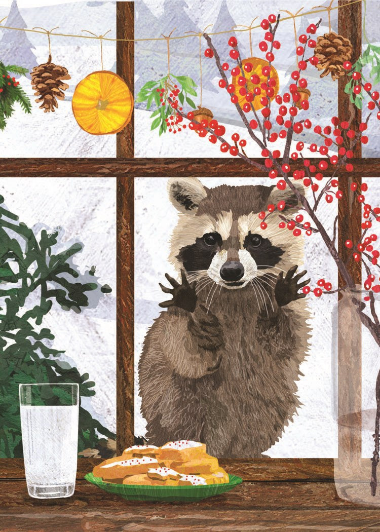 Raccoon In Window Holiday Boxed Cards