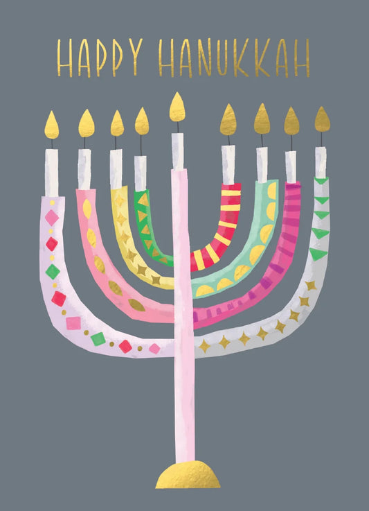 Grey Menorah Card