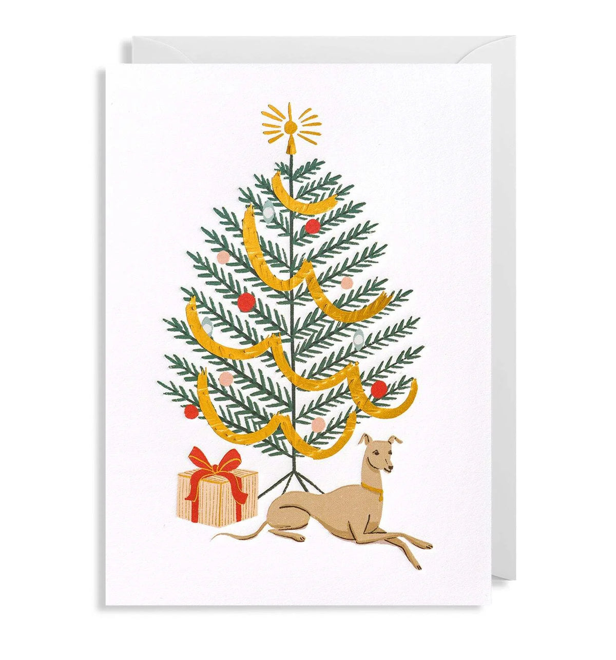 Christmas Tree With Greyhound Dog Card