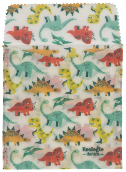 Beeswax Wrap Dandy Dino Set of 2 Sandwich Bags